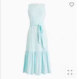 J. Crew Knit Tie-Waist Midi Dress in Soft Aqua White